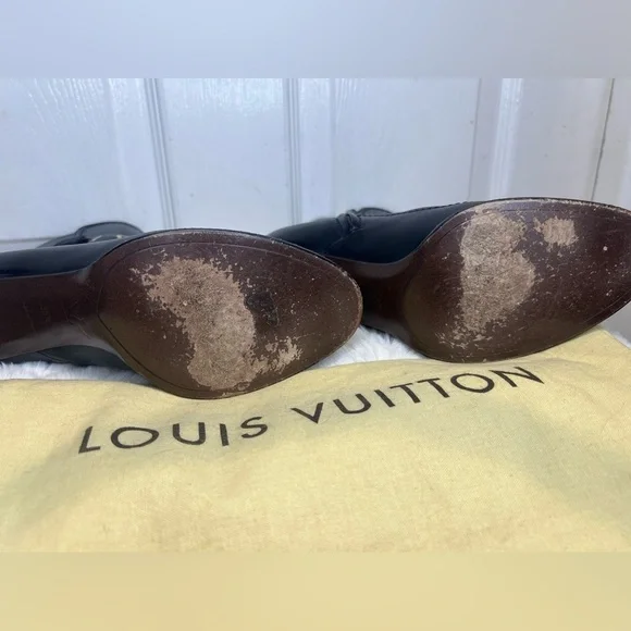 ❤️ LOUIS VUITTON🌷HOST PICK🌷LEATHER ANKLE BOOTS BLACK 6.5 (36.5) - Picture 9 of 16